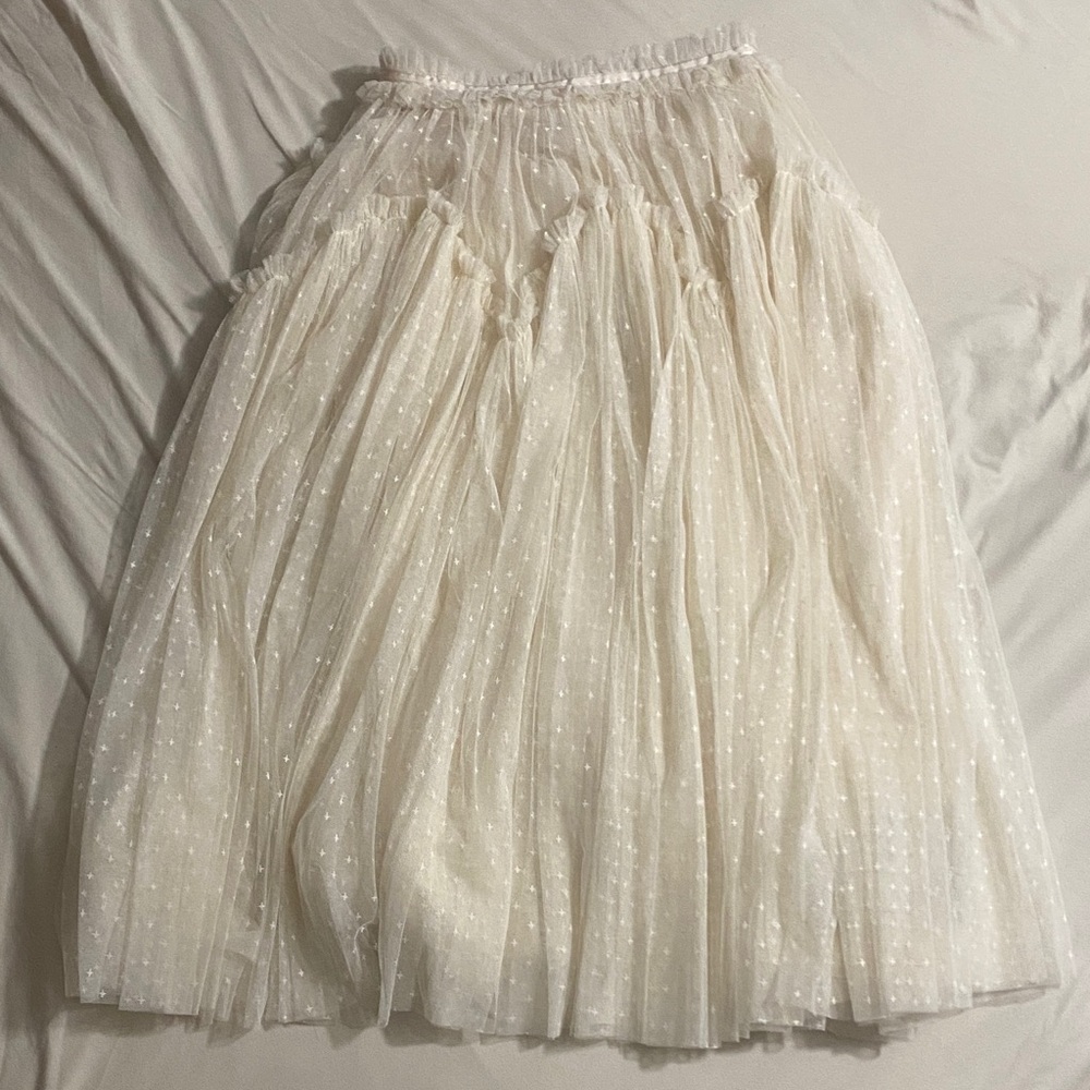 Needle & Thread Cream Dot Tulle Skirt